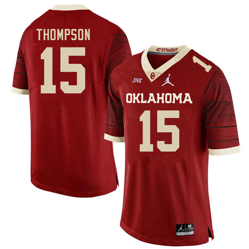 Men #15 Brenen Thompson Oklahoma Sooners College Football Jerseys Stitched Sale-Retro - Click Image to Close